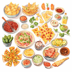Set of Snacks and Food. Food illustration for party time.