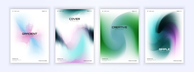 cover backgrounds set with modern abstract blurred color gradient. Smooth templates collection for brochures, posters, banners, flyers and cards