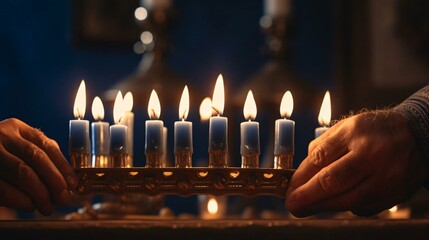 a person lighting a candle - obrazy, fototapety, plakaty