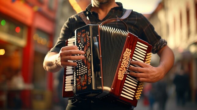 a man playing an accordion