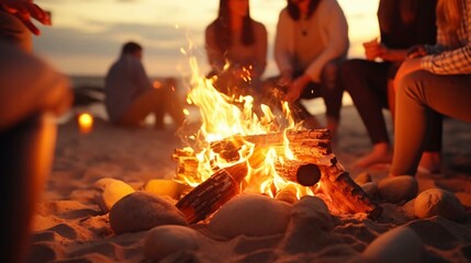 a fire pit with people around it