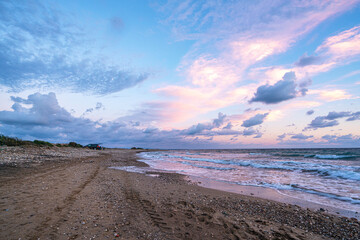 Beautiful sunset with clouds at Side, Antalya