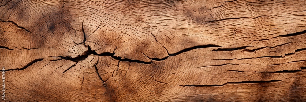 Poster dark brown wooden texture top view background, surface of old wood with crack banner