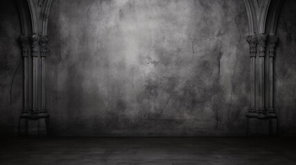 black and white of a grey wall, realistic chiaroscuro, polished concrete, gothic dark and ornate - obrazy, fototapety, plakaty