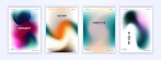 cover backgrounds set with modern abstract blurred color gradient. Smooth templates collection for brochures, posters, banners, flyers and cards - obrazy, fototapety, plakaty