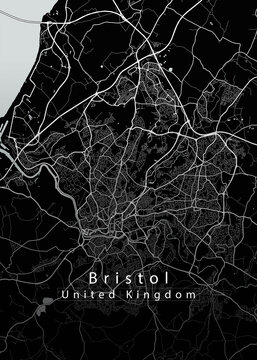 Bristol United Kingdom City Map black