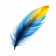 Blue and Yellow Feather Clipart isolated on white background