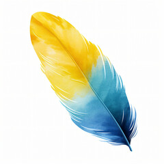 Blue and Yellow Feather Clipart isolated on white background