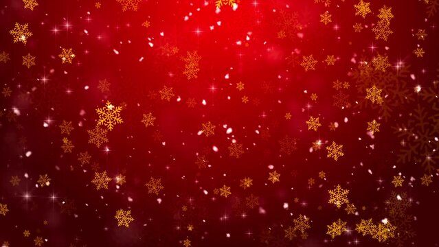 Red Christmas Snowflakes Background. Winter Christmas Background. Seamless Loop