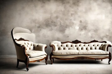 close view of Vintage sofa , back ground is white   - Powered by Adobe