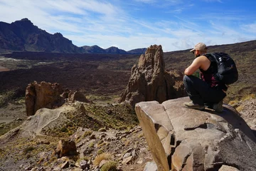 Foto op Canvas Hiker on the top of Roques de Taborno trail, Teide, Tenerife, Canaries, Spain © Alessio Russo
