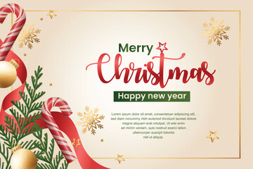 christmas greeting card with christmas tree vector, merry christmas card, merry christmas banner with christmass tree and christmas elements - obrazy, fototapety, plakaty