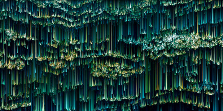 Futuristic pixel sorting style background. Geometric trendy surreal glitch art design. Digital pixel noise. Data error with artifacts. Pixelart noise texture. Dead pixel and bug. Vector illustration