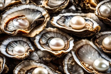slective view,  pearl oysters isolated on white background.  - obrazy, fototapety, plakaty