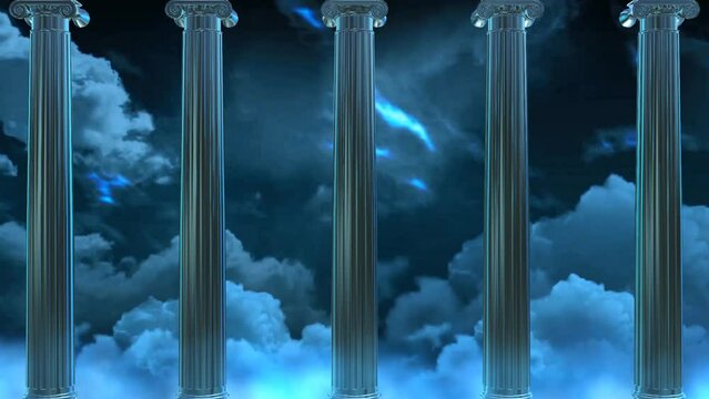 looped stormy weather with pillars suitable for backgrounds and VJ 