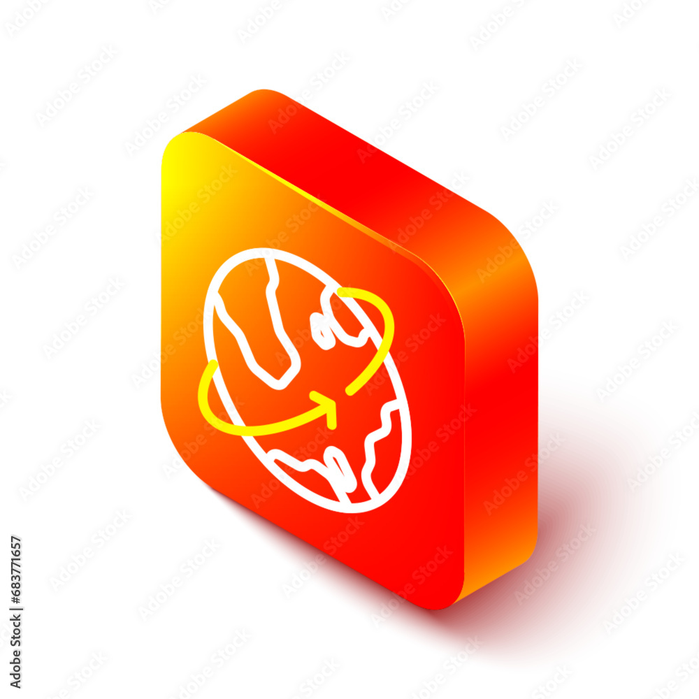 Aufkleber isometric line artificial satellites orbiting the planet earth in outer space icon isolated on white
