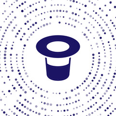 Blue Magic hat icon isolated on white background. Magic trick. Mystery entertainment concept. Abstract circle random dots. Vector