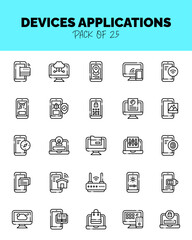 set of Devices Applications Lineal Cut icons for logo & web. Vector illustration