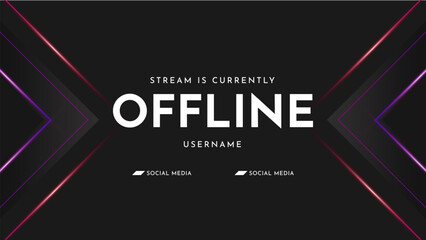 Obraz premium Currently offline twitch banner. Abstract futuristic background for offline streaming. Modern gaming stream overlay template. Vector illustration