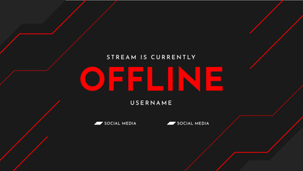 Currently offline twitch banner.  Abstract futuristic background for offline streaming. Modern gaming stream overlay template. Vector illustration - obrazy, fototapety, plakaty