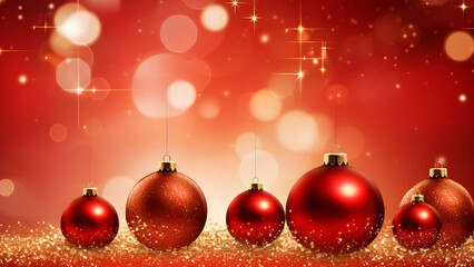 Fototapeta na wymiar A red Christmas backdrop adorned with elegant globes, setting the perfect holiday atmosphere