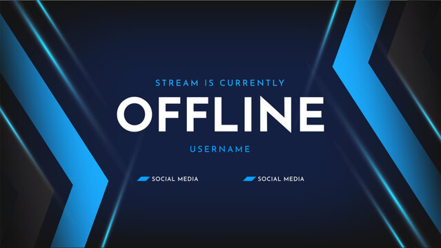 Futuristik offline twitch banner design. Abstract modern gaming stream background template. Vector illustration