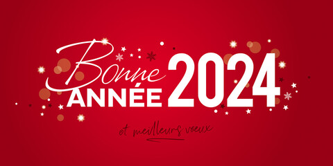 Bonne Annee 2024 rouge - obrazy, fototapety, plakaty