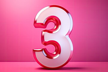 number 3 , on the pink background