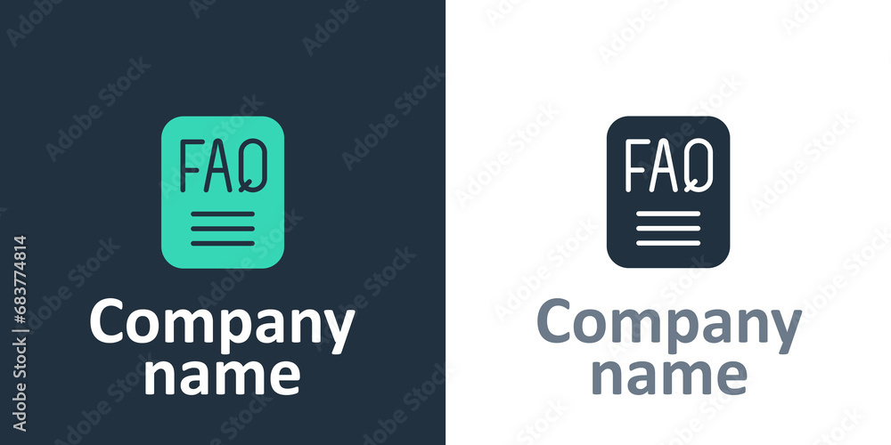 Poster logotype speech bubble with text faq information icon isolated on white background. circle button wi