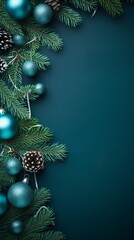 Merry Christmas and Happy Holidays greeting card, frame, banner. New Year. Noel. Christmas ornaments and gift on red background top view. Winter xmas holiday theme. Flat lay 