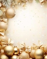 Merry Christmas and Happy Holidays greeting card, frame, banner. New Year. Noel. Christmas ornaments and gift on red background top view. Winter xmas holiday theme. Flat lay 