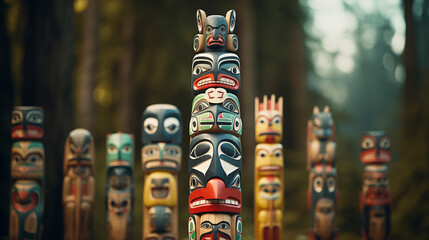 Spiritual Native American Totem Poles