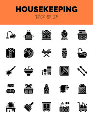 set of HouseKeeping Glyph icons for logo & web. Vector illustration
