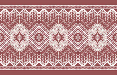 Fabric sealess Tribal pattern geometric ethnic oriental traditional on pink and white background.Aztec style,embroidery,abstract,vector.design for 