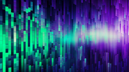 Digital Pixelation Cyber Green and Electric Purple Modern Pattern