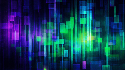 Digital Pixelation Cyber Green and Electric Purple Modern Pattern