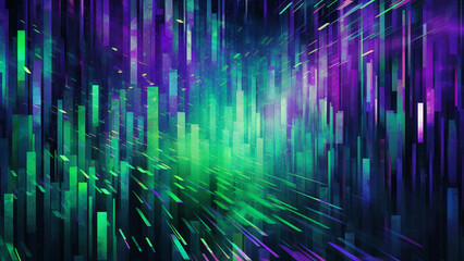 Digital Pixelation Cyber Green and Electric Purple Modern Pattern