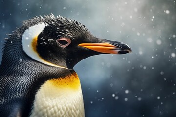 Emperor Penguin Portrait in Snowy Antarctic Habitat - Wildlife Photography