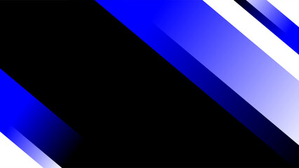 Diagonal blue and white fading rectangle strips sideways copy space empty black frame background