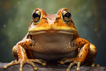 Close-Up of a Vibrant Frog in Its Natural Wetland Habitat