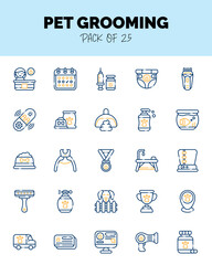 set of Pet Grooming Two Color icons for logo & web. Vector illustration