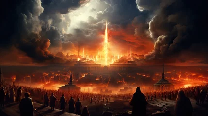 Rolgordijnen Peuple de Jérusalem devant l'apocalypse dans le ciel  © jp
