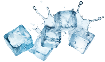 Flying melting ice cubes, cut out