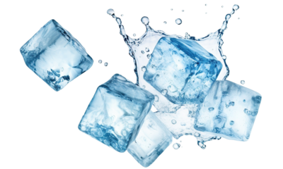 Flying melting ice cubes, cut out