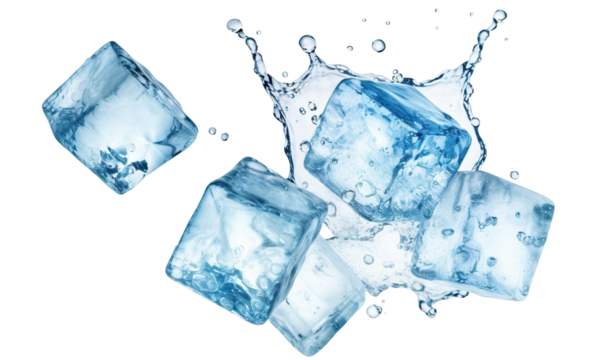 Flying melting ice cubes, cut out