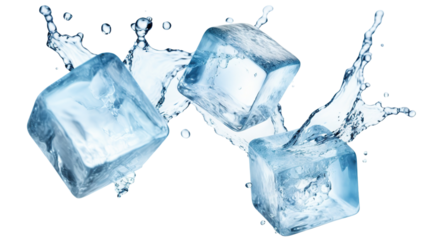 Flying melting ice cubes, cut out