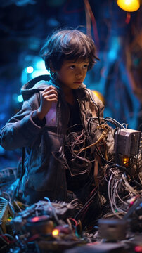 Cyberpunk Dystopia: Child of the Wasteland, Generative AI