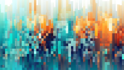 Fototapeta na wymiar Vibrant Digital Modern Orange and Turquoise Abstract Pattern