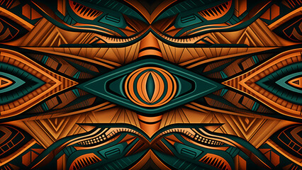 Tribal Patterns Burnt Orange and Forest Green Earthy Tones