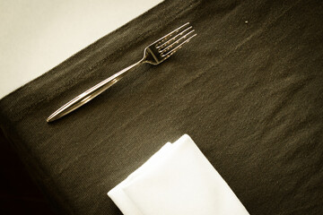 fork white napkin 